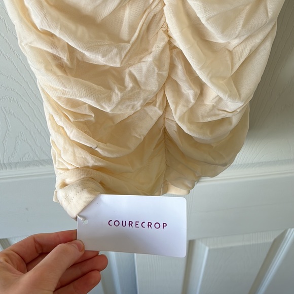 Cream Rouched Bodycon Dress - Picture 4 of 4